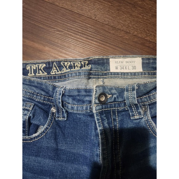 Axel Slim Boot Jeans Mens 34x30 Blue Medium Wash Slim Fit Bootcut Denim Pants - Picture 3 of 10